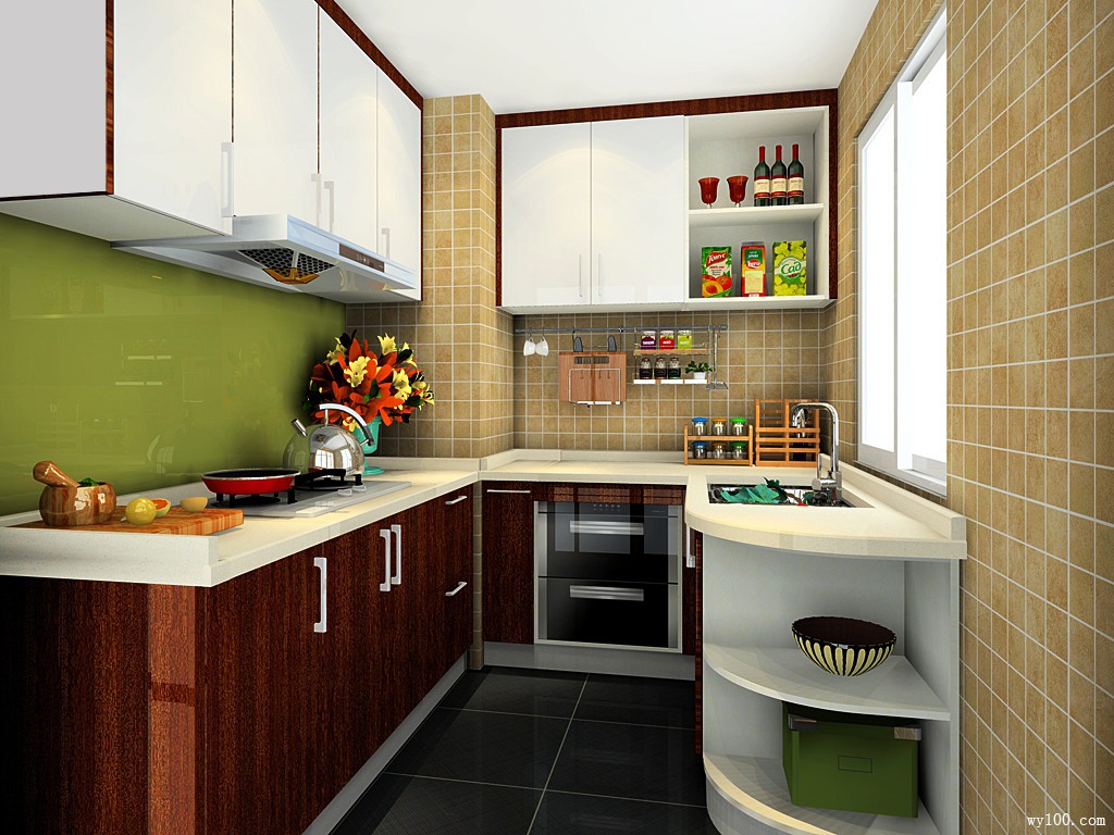 L型的布局厨房设计 吊柜设计增强储物功能_维意定制家具商城